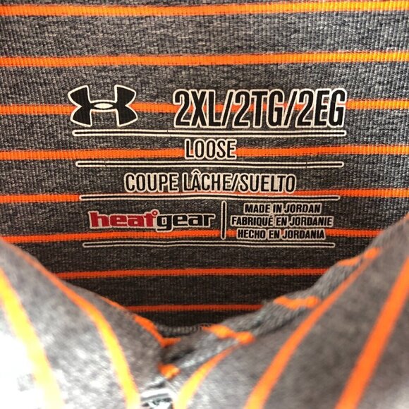 Under Armour Heat Gear Loose Gray And Orange Polo Shirt Size 2XL - Picture 5 of 5